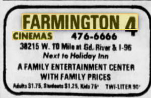 Farmington 4 Cinemas - June 7 1973 (newer photo)